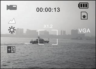 VIDEO MODE Recording Video Clips This mode allows you to record video clips at a resolution of VGA (640 x 480) / QVGA (320 x 240) pixels. 1. Press the MODE button to set the camera mode to [ ]. 2. Compose the image.