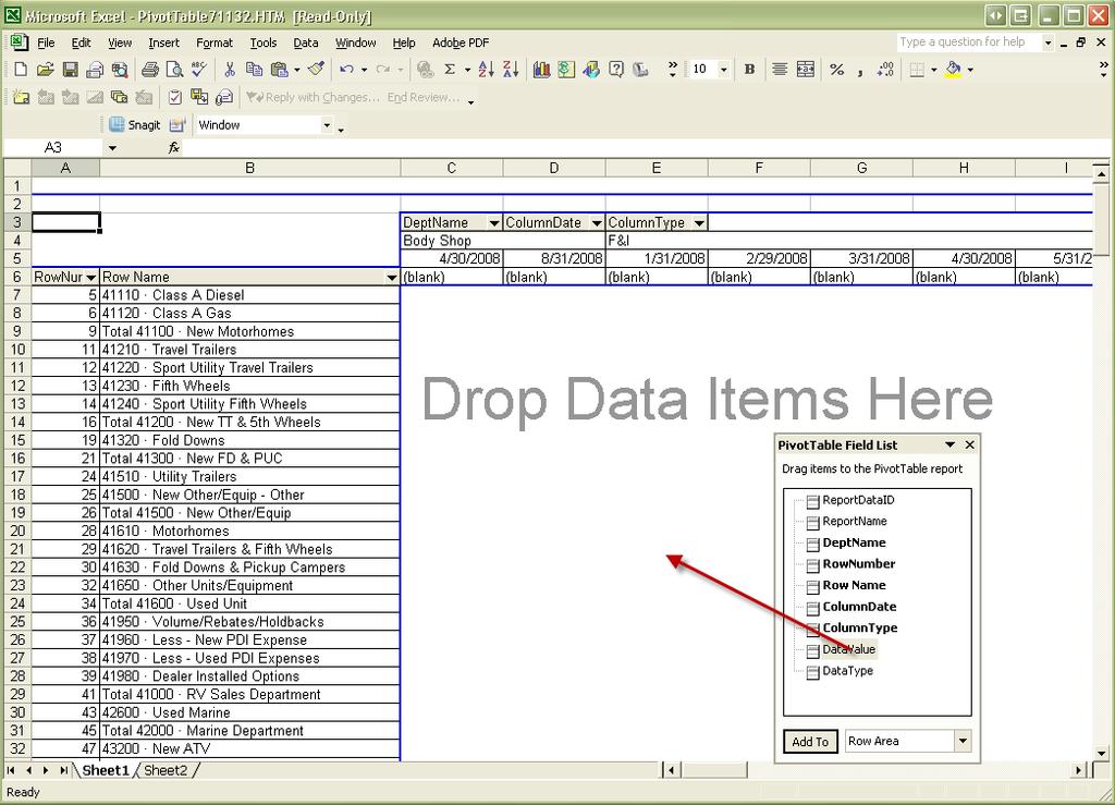 2 - You can also export the pivot table into Excel and end up with a Pivot table by pressing the Export Data button.