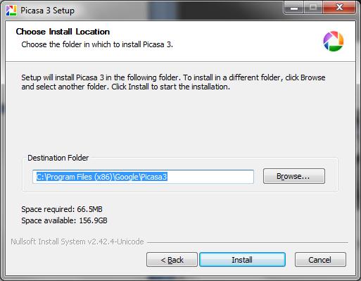 Picasa will install The Folder