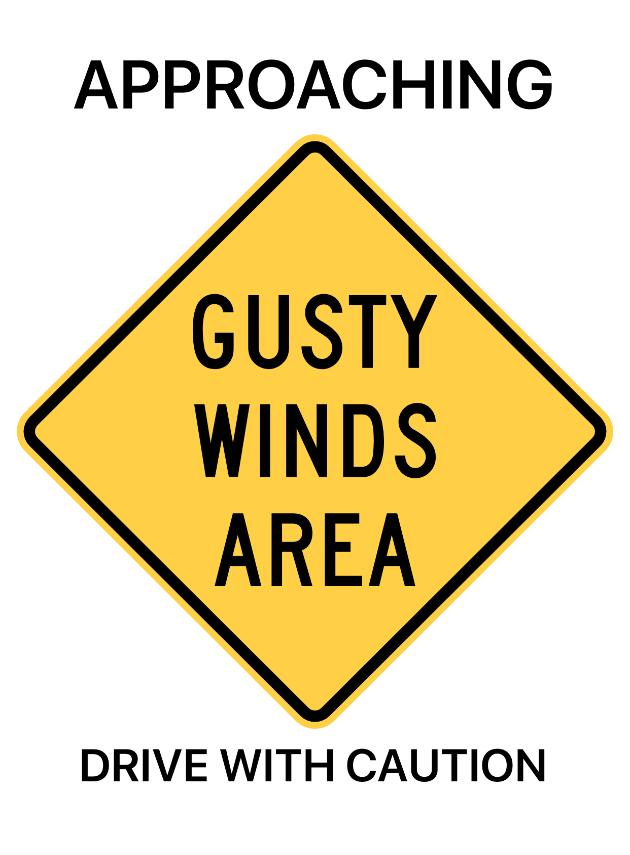 When approaching a Gusty Winds area, the app will display the