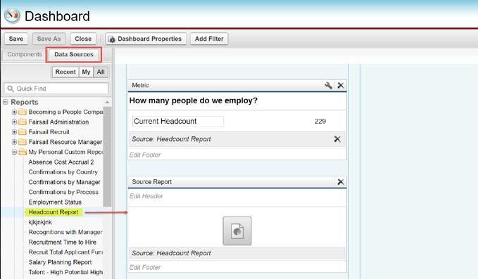 12) Add a second component using the same Headcount report by
