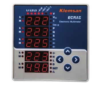detected by Ecras and indicates each alarm by blinking leds on its front panel. User can activate two output relays by assigning them individually to any alarm.
