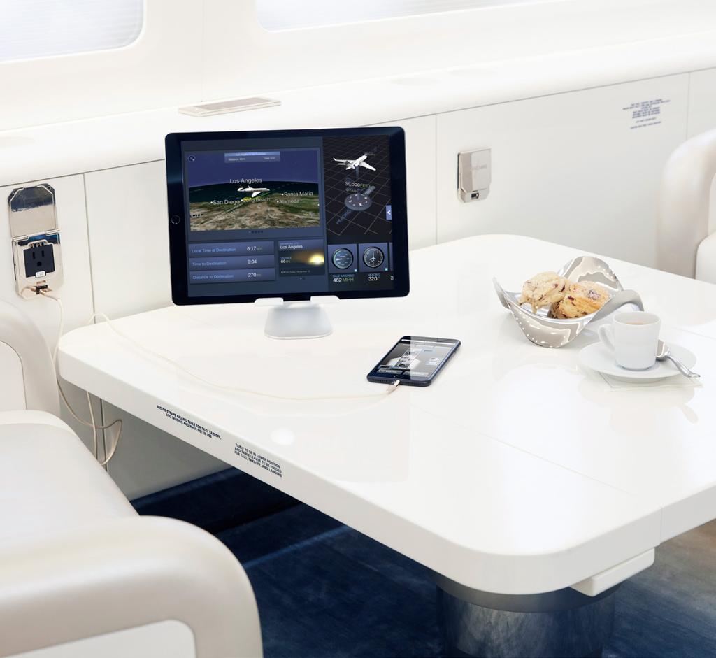 4 PRODUCT OR SOLUTION YOUR PRODUCTIVITY SOARS WITH ONBOARD OFFICE CAPABILITIES Venue s data network, wireless and wired options make the cabin your airborne office.