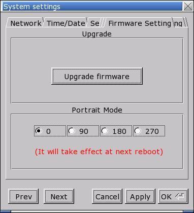 mtv User Manual Firmware setting Upgrade firmware or set screen orientation mode. After changing the screen orientation mode, reconnect HMI to power supply, for the setting to take effect.