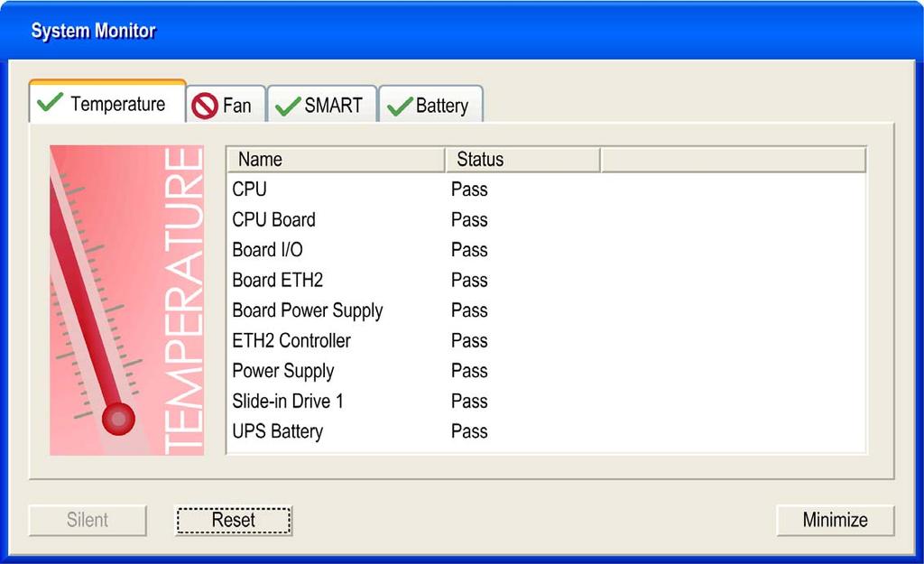 System Monitor System Monitor Interface Overview The System Monitor software enables you to monitor the following system parameters: Temperature Fan SMART Battery Depending on the configuration (see