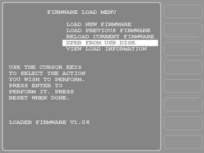 1128300 Updating SmartPAC 2 Firmware Figure 1. Firmware Load Menu with XFER FROM USB DISK Highlighted!