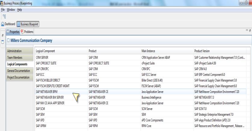 Note: In the properties view of the project, check if the logical component SAP NetWeaver BPM is