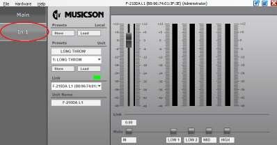 4.- USING INPUT EQUALIZATION FILTERS As previously commented, MDCS supplied with Musicson DSP controlled devices allow: 1.- Input/Outputs Signals Monitoring ( refer to previous Manual Sections ) 2.