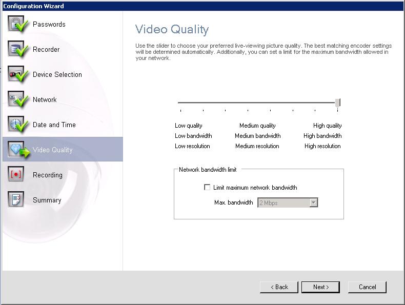 24 en System setup - first steps DIVAR IP 2000 Video Quality page This page allows you to define the image quality for