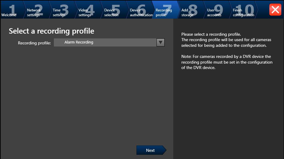 26 en System setup - first steps DIVAR IP 3000 Recording profile page For different profile assignments to