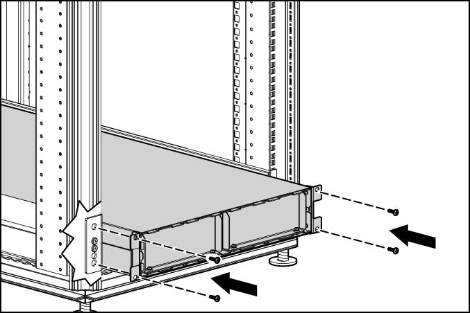 4. Attach the chassis to the rack using the supplied screws. Installing the ERM in a rack Before installing the unit, review and adhere to all warnings provided in "Precautions (on page 1).