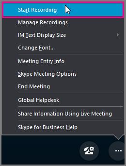 RECORDING A SKYPE FOR BUSINESS MEETING When you record a Skype for Business meeting, you capture audio, video, instant messaging, application sharing, PowerPoint presentations, whiteboard, and