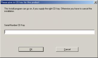 6. Installation starts. Installation procedure is displayed on the Setup Status dialog box. 7. The [Please give in CD key for this product] window opens. Fig. 3.