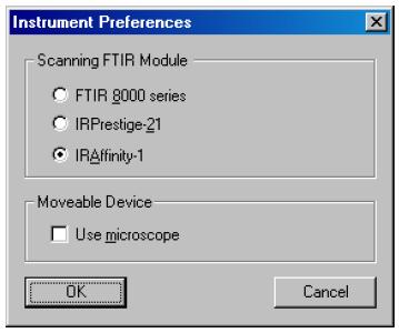 5 Selecting an Instrument 5.1 Selecting an Instrument Setup the model of Instrument to be connected. 6. Activate the IRsolution software.