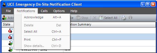 2-10 Using the UCE Emergency On-Site Notification Client Notifications menu; see Figure 2-14.
