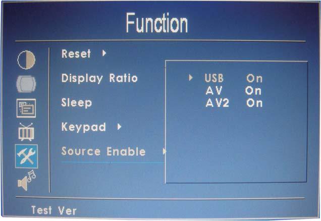 Keypad: The function allows you to disable or enable the buttons at the front of the monitor. Source, Menu, Right, and Left buttons can be disabled or enabled.