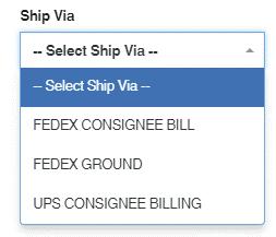 5. Please enter a purchase order or reference in the Purchase Order field. An order is not able to process without a purchase order. 6.