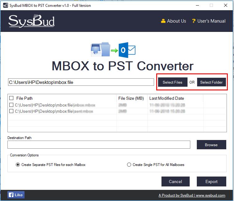 Steps to convert MBOX to PST format Step 1: Select