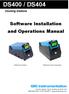 DS400 / DS404. Software Installation and Operations Manual. DS400 Docking Station. (800) (734)