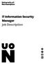 IT Information Security Manager Job Description