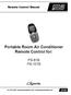 Portable Room Air Conditioner Remote Control for:
