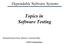 Topics in Software Testing