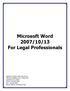 Microsoft Word 2007/10/13 For Legal Professionals