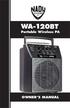Portable Wireless PA OWNER S MANUAL