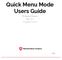 Quick Menu Mode Users Guide