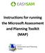 Instructions for running the Microsoft Assessment and Planning Toolkit (MAP)
