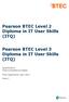 Pearson BTEC Level 2 Diploma in IT User Skills (ITQ) Pearson BTEC Level 3 Diploma in IT User Skills (ITQ) Specification NVQ/Competence-based