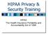 HIPAA Privacy & Security Training. HIPAA The Health Insurance Portability and Accountability Act of 1996