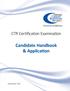 CTR Certification Examination. Candidate Handbook & Application