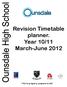 Revision Timetable planner. Year 10/11 March-June 2012