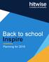 Back to school Inspire. Planning for Inspire Back to School