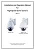 Installation and Operation Manual for High Speed Dome Camera