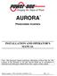 AURORA. Photovoltaic Inverters INSTALLATION AND OPERATOR'S MANUAL