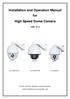 Installation and Operation Manual for High Speed Dome Camera