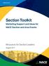 Section Toolkit Marketing Support and Ideas for NACE Section and Area Events Resources for Section Leaders