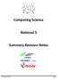 Computing Science. National 5. Summary Revision Notes