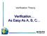 Verification Theory. Verification As Easy As A, B, C