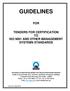 GUIDELINES FOR TENDERS FOR CERTIFICATION TO ISO 9001 AND OTHER MANAGEMENT SYSTEMS STANDARDS