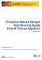Computer-Based Sample Test Scoring Guide End-of Course Algebra I