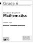 Grade 6. Mathematics. Student Booklet SPRING 2009 RELEASED ASSESSMENT QUESTIONS. Assessment of Reading, Writing and Mathematics, Junior Division