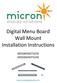 Digital Menu Board Wall Mount Installation Instructions