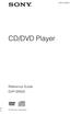 (1) CD/DVD Player. Reference Guide DVP-SR Sony Corporation