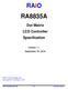 RA8835A. Dot Matrix LCD Controller Specification. Version 1.1 September 18, RAiO Technology Inc. Copyright RAiO Technology Inc.