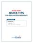 QUICK TIPS FOR FULL-ACCESS ACCOUNTS. Florida SHOTS. Contact Information.
