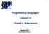 Programming Languages: Lecture 11