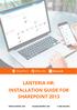 LANTERIA HR: INSTALLATION GUIDE FOR SHAREPOINT 2013